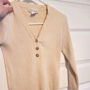 Cream Button Long Sleeve Bouse